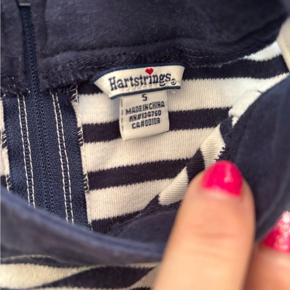 Hartstrings navy and White Striped Dress with Pink Trim sz 5 - Picture 3 of 4